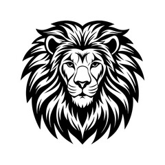 Lion head mascot vector illustration of a wild animal symbol in black silhouette style