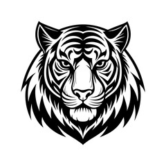 Tiger head vector logo with tribal art design of a powerful wild fine line