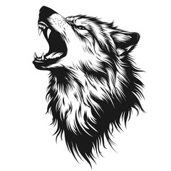 Wild wolf head vector illustration mascot, a black silhouette animal art