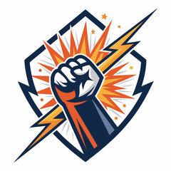 Create a vector graphic of a bold, impactful energy punch.  Use strong strokes and vibrant colors.