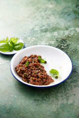 Venison steak tartare with capers