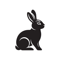 Rabbit Silhouette - Rabbit Vector Artwork - Minimal Rabbit Illustration - Rabbit Design.