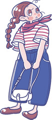 ショルダーバッグを持った女の子のイラスト
