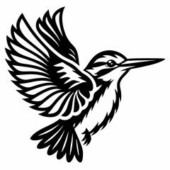 Fototapeta premium Kingfisher bird silhouette art vector illustration 