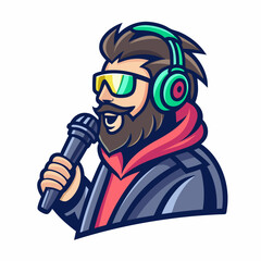 Design a vector mascot of a streamer with bold outlines, emphasizing a friendly and energetic personality.  Include vibrant colors.