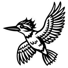 Kingfisher bird silhouette art vector illustration 