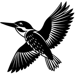 Kingfisher bird silhouette art vector illustration 