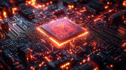 Quantum Processor Chip Cross-Section Visualization - Superconducting Qubits with Gold Nanowires, Cryogenic Tech 3D Render