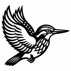 Obraz premium Kingfisher bird silhouette art vector illustration 