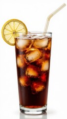 Refreshing Iced Cola Drink with Lemon Bright Kitchen Beverage Photography Indoor Setting Thirst-Quenching Experience