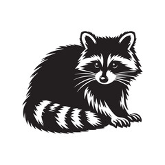 Raccoon minimal Vector - Raccoon Silhouette - Raccoon Illustration - Raccoon Artwork.