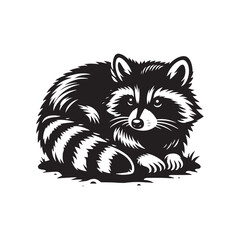 Raccoon minimal Vector - Raccoon Silhouette - Raccoon Illustration - Raccoon Artwork.