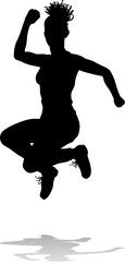 Happy Woman Jumping For Joy Silhouette Person
