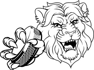 Lion Ice Hockey Team Sports Animal Cartoon Mascot