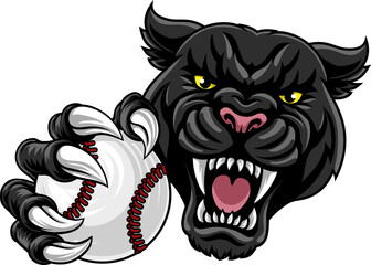 Black Panther Leopard Jaguar Cat Baseball Mascot