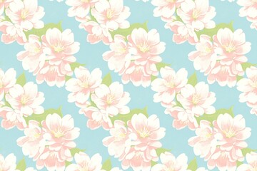 Fototapeta premium Elegant Sakura Floral on Sky Blue