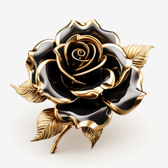 Beautiful floral design featuring a pink rose and a golden rose on a white background, evoking love and romance