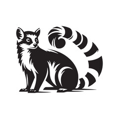 Ringtail Vector - Minimalist Ringtail Silhouette - Ringtail Illustration - Ringtail art.