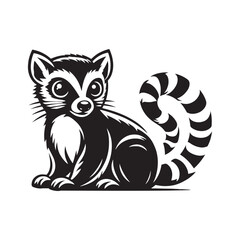 Ringtail Vector - Minimalist Ringtail Silhouette - Ringtail Illustration - Ringtail art.