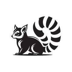 Ringtail Vector - Minimalist Ringtail Silhouette - Ringtail Illustration - Ringtail art.