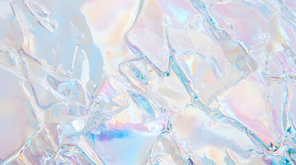 reflections with shifting pearlescent colors across a wavy futuristic surface 