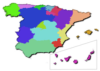 High-resolution illustration of the map of Spain, showcasing the complete geographical shape of the country