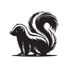 Skunk Silhouette - Minimalist Skunk Vector Artwork - Black and White Skunk Illustration.