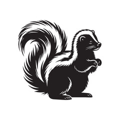 Skunk Silhouette - Minimalist Skunk Vector Artwork - Black and White Skunk Illustration.