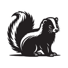 Skunk Silhouette - Minimalist Skunk Vector Artwork - Black and White Skunk Illustration.