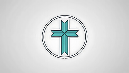 Obraz premium Depicting Cross Symbol Inside Circular Outline on Light Grey Backdrop