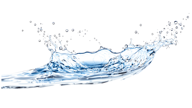 Realistic Single Water Splash PNG Frozen Motion on White