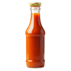 minimalist unlabelled hot chili sauce container on white background
