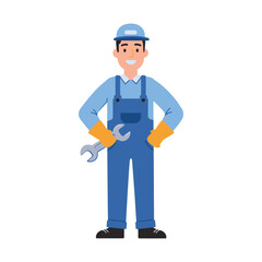 cartoon builder with a clipboard