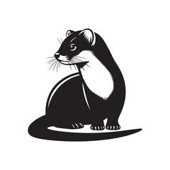 Stoat Vector art - Minimal Stoat Silhouette - Stoat Illustration - Stoat Black and White Design.