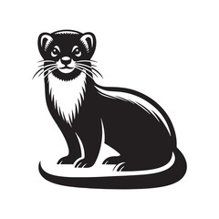 Stoat Vector art - Minimal Stoat Silhouette - Stoat Illustration - Stoat Black and White Design.