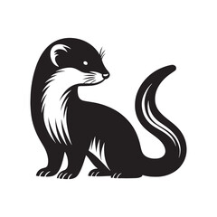 Stoat Vector art - Minimal Stoat Silhouette - Stoat Illustration - Stoat Black and White Design.