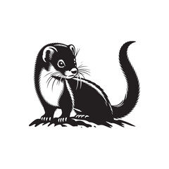 Stoat Vector art - Minimal Stoat Silhouette - Stoat Illustration - Stoat Black and White Design.