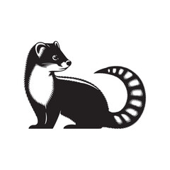 Stoat Vector art - Minimal Stoat Silhouette - Stoat Illustration - Stoat Black and White Design.