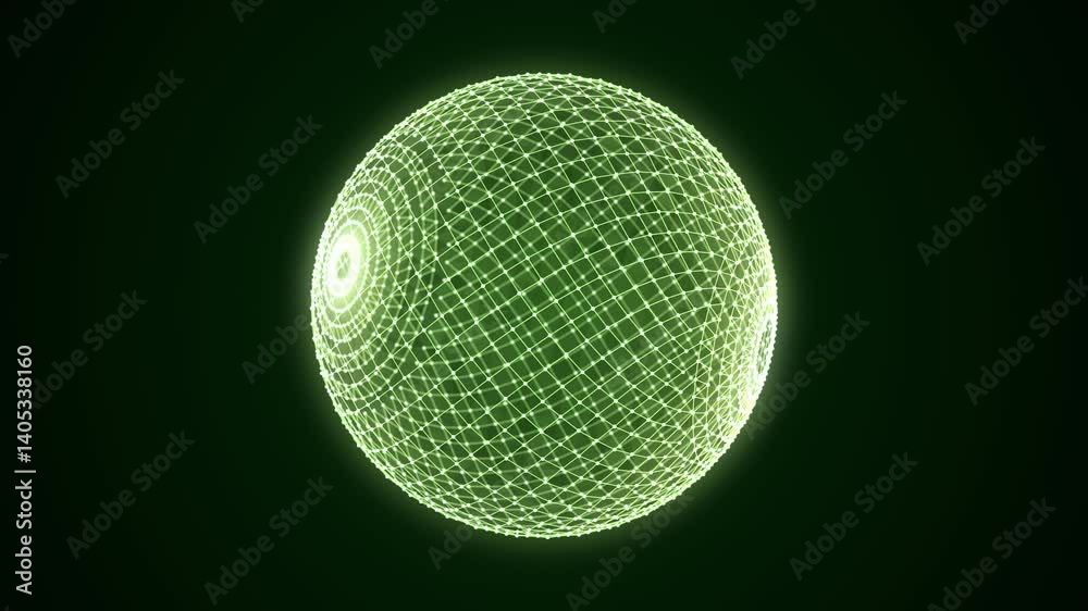 Poster futuristic green sphere of particles and lines. network connection big data. abstract technology bac