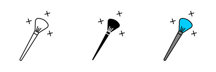 Make Up Brush Icon Set. Make Up Brush Vector Icon in line style design. Symbol of Makeup Brush. Vector illustration. Flat Design.