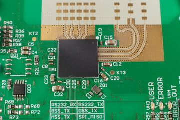 Electronic board close-up, modern electronic circuits