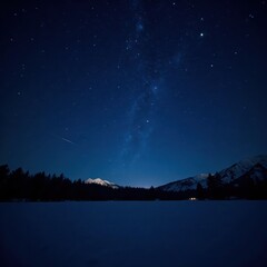 Fototapeta premium Christmas Eve, single shooting star streaks across dark starry expanse , festive, wish
