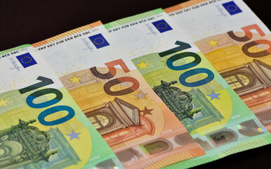 banknotes of various countries. photos of euros.