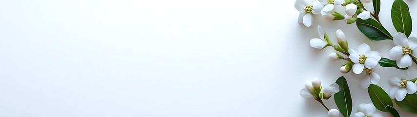 Fototapeta premium White flowers on white background.