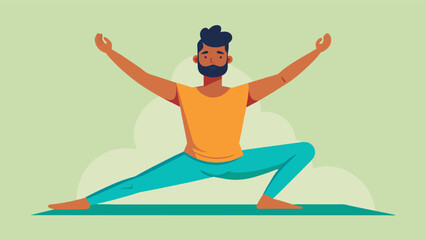 A man practicing yoga highlighting the benefits of stretching and flexibility for mens overall wellness.. Vector illustration