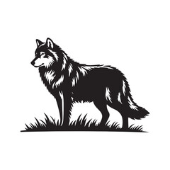 Timber Wolf Silhouette - Timber Wolf Vector - Timber Wolf Illustration - Timer Wolf Artwork.