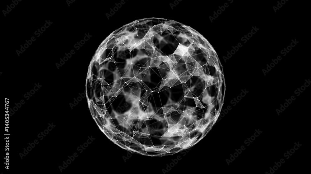 Sticker futuristic black sphere of particles and lines. network connection big data. abstract technology bac