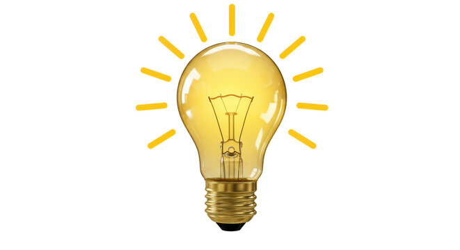 Isolated Glowing Light Bulb