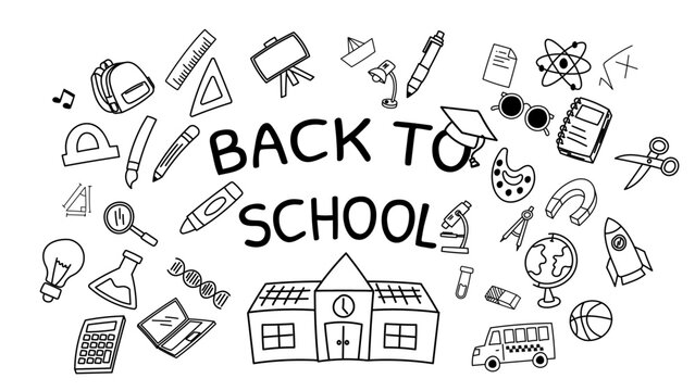 Back to school poster doodle hand drawing background