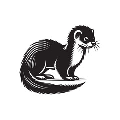 Weasel Animal Silhouette - Minimal Weasel Vector - Weasel Illustration - Weasel Animal Artwork.
